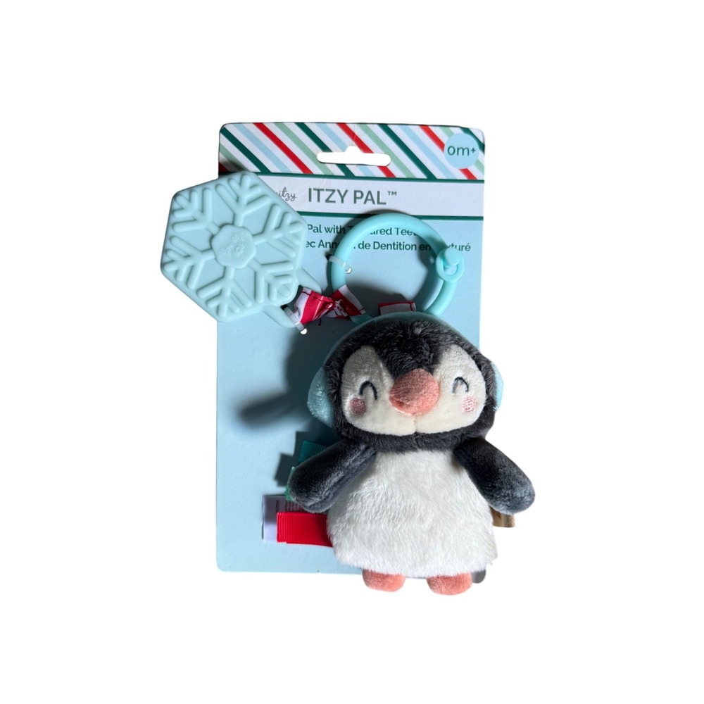 NWT Itzy Ritzy penguin plush pal teether Holiday Christmas